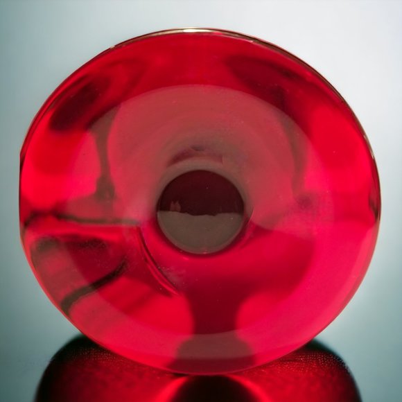 Ruby Red Wine Glass Set of 4 MCM Hand Blown Water/Wine Stemware Goblets - Picture 5 of 12